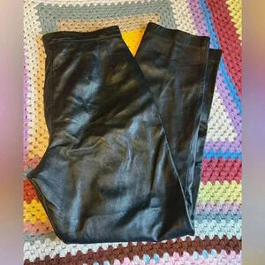 Mixit Elegant Black Leather Pants Size 10 -  High-Waisted, Chic Design Vintage